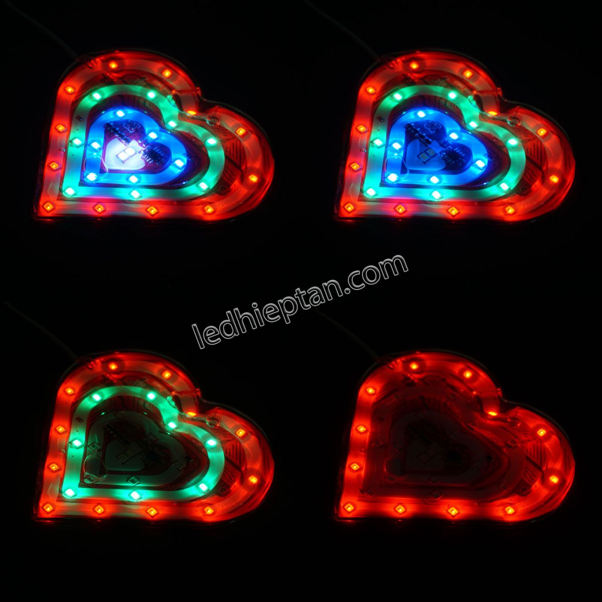 LED trái tim trang trí xe 8cm 12V RGB