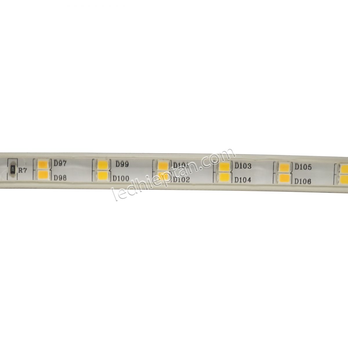 Cuộn LED 220V tim đôi màu vàng nắng