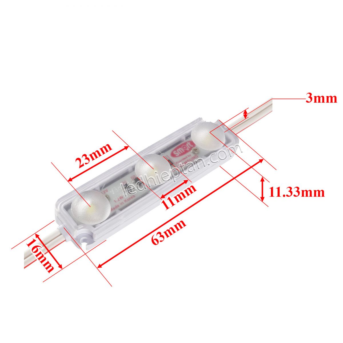 LED 3 bóng trắng Hàn Quốc 2835 điểm SMART 1.2W 10000K