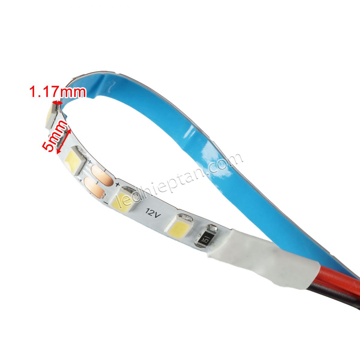 LED dây 2835 Trắng 120LED IP20 12V 5m/c ngang 5mm