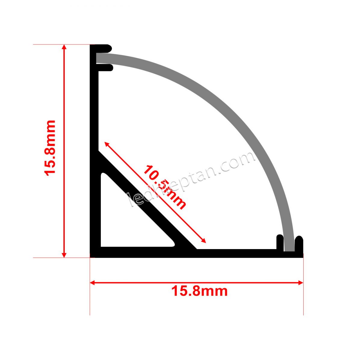 Thanh nhôm định hình LED V16-16*2m góc 601 kèm bát + nắp bịt