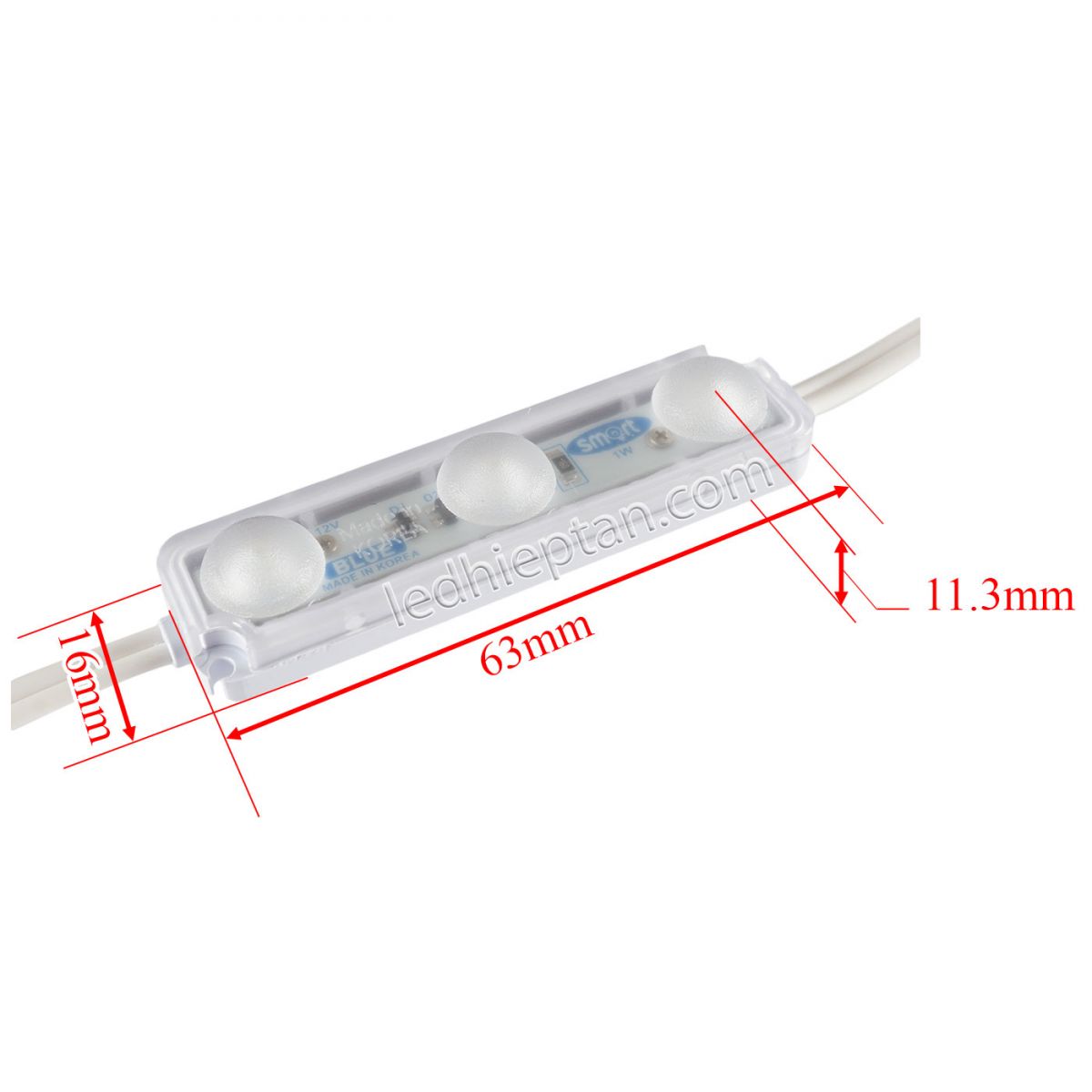LED 3 bóng DƯƠNG Hàn Quốc DC12V điểm SMART 1W P3NF1-GE1-BL